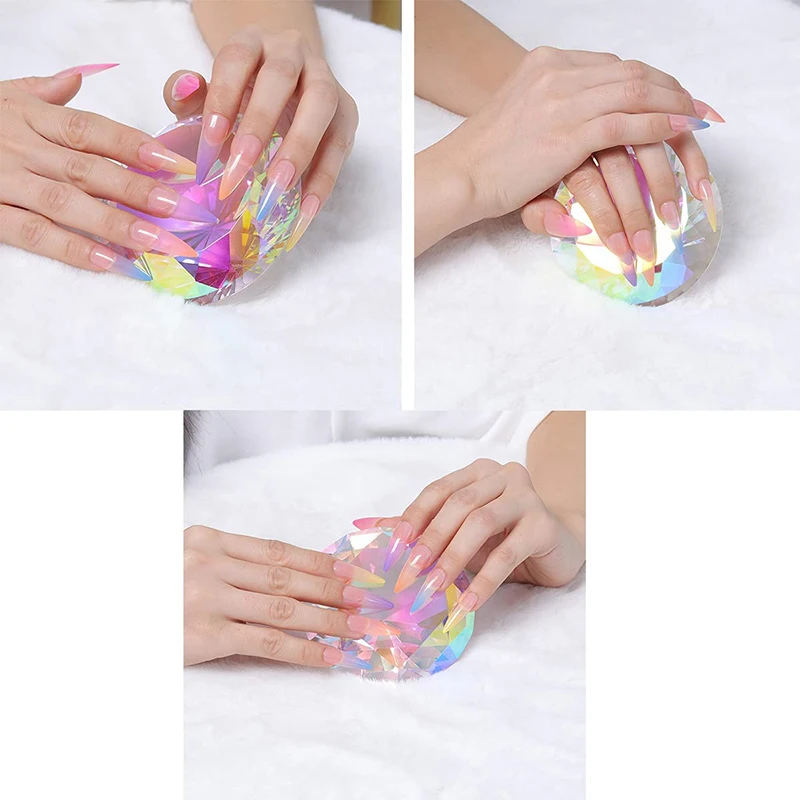 K9 Iridescent Crystal Diamond Holographic Glass Diamond Model Wedding Home Desktop Decoration Jewelry Salon Manicure Tool