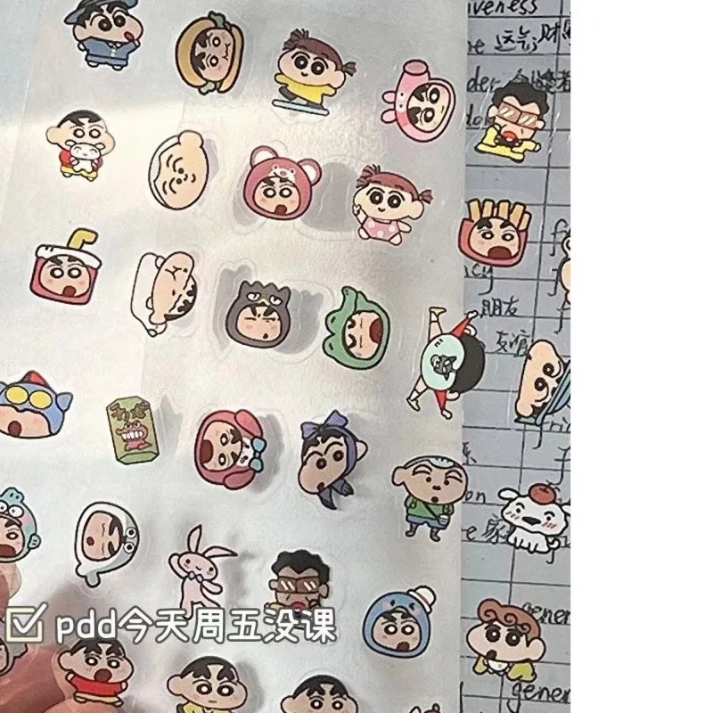 Crayon Shin-chan Cartoon Stickers Anime Figure Creative Phone Water Cup Skateboard Guitar Decoration Girls Nail Stickers Gift