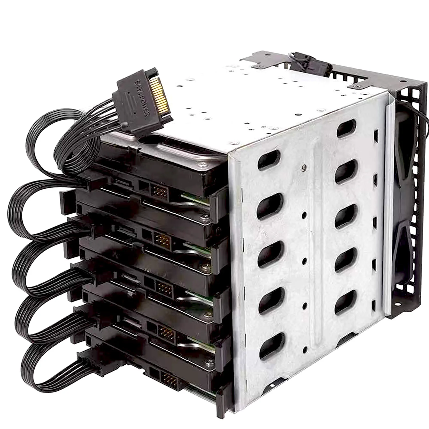 Fonte de alimentação Cabo Splitter para DIY, Cabo de disco rígido, 15Pin SATA, 4Pin, 1 macho para 5 Feminino Extensão, PC Server