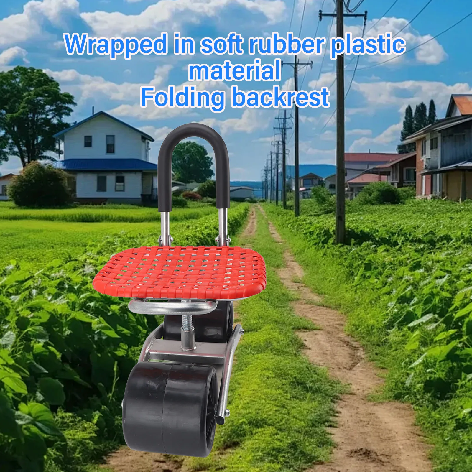 Asiento de trabajo rodante para jardín, carrito para aumentar la eficiencia, cómodo, ahorro de trabajo, ajustable, para granja