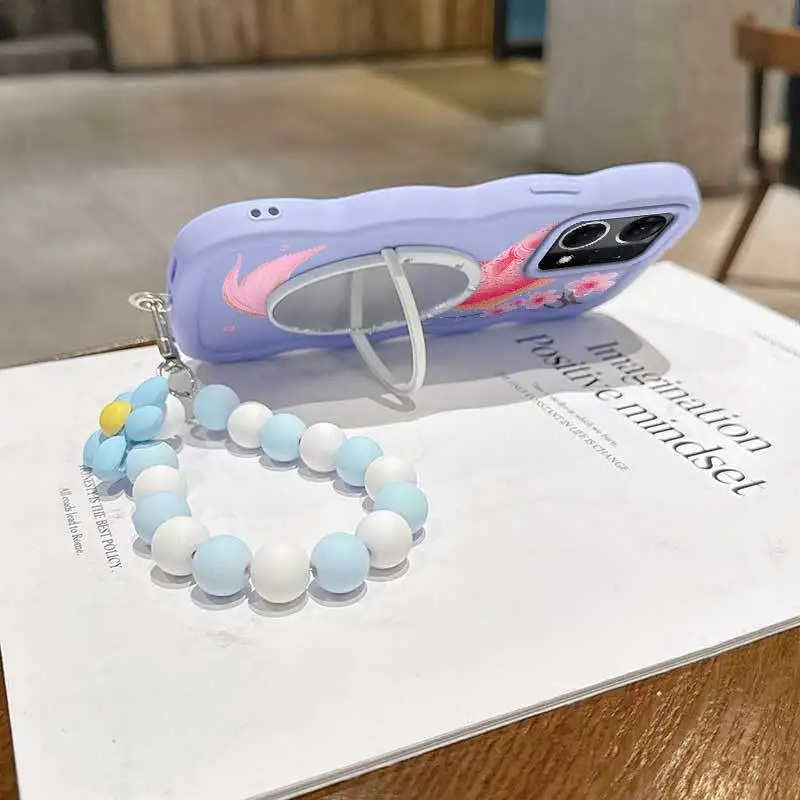 3 piezas (funda para teléfono con diseño de pez Koi color ciruela + cordón + soporte) Funda para teléfono OPPO Reno7/Reno7 Lite/7 Z 5G/8 T 5G/8T 4G/8 4G/8 Lite/8 Z