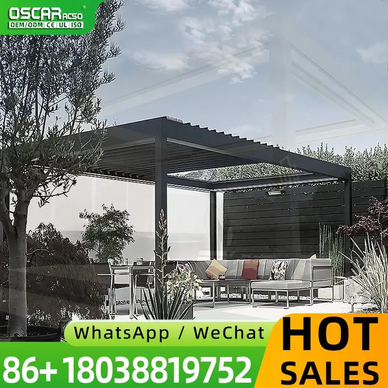 3X3 3X4 4X4 6X4m Outdoor Waterproof Aluminium Bioclimatic Pergola Cover Aluminum Louvered Pergola pergola view 3