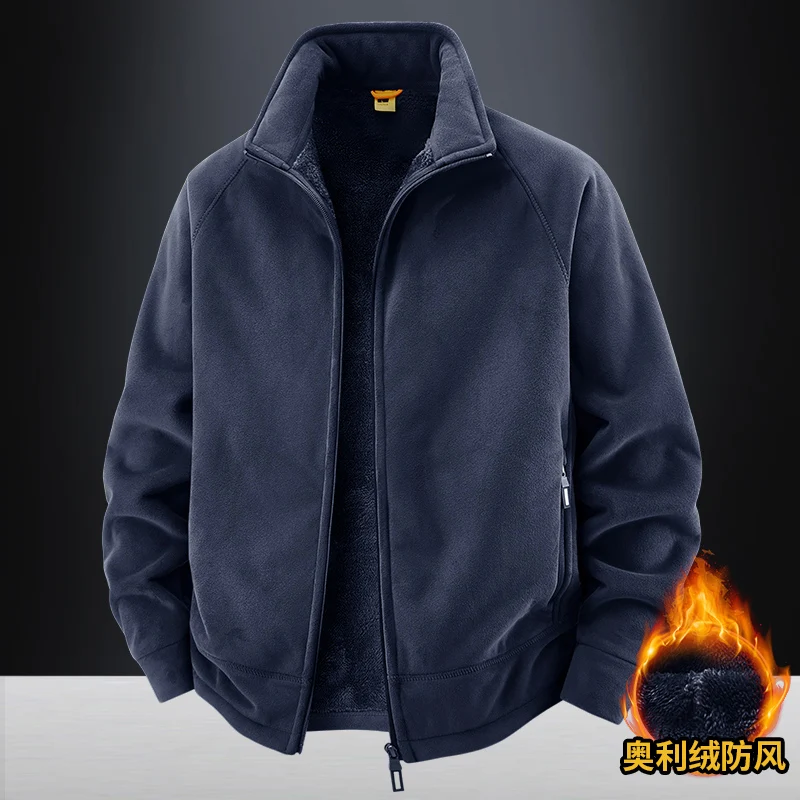

New Unisex Vintage Young Sports Fleece Baseball Jacket Men's Jacket Autumn/Winter Outdoor Thickened Warm Lamb Fleece Coats