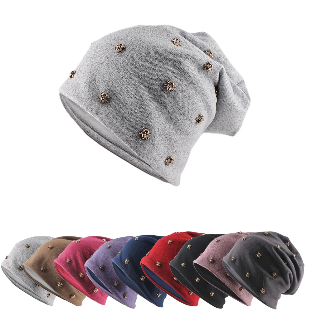 جديد أزياء شتاء دافئ الكبار الرجال النساء القبعات عارضة في الهواء الطلق الهيب هوب بيني Skullies اليدوية قبعات متماسكة قبعة الذهب الجمجمة القبعات
