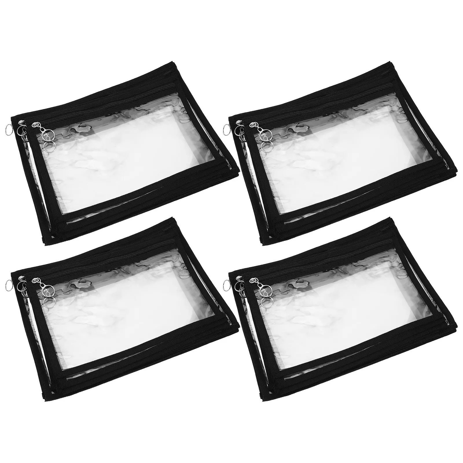 

12Pcs Transparent File Organizer Black PVC Clear Small Waterproof Travel Storage Pouch Zipper Document Makeup Toiletries
