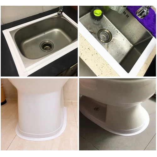 Imagen 2 del producto Cinta de pared impermeable para baño, cocina, cinta adhesiva, cinta de contorno, tira de sellado de cartón, ducha de baño, fregadero, cinta de masilla para baño