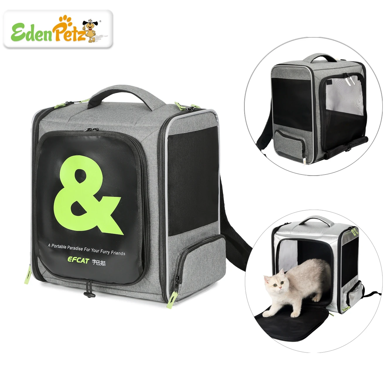

EDENPETZ Fashion Pet Cat Backpack 5KG Load Capacity Breathable Dog Cat Carrier Bag for Outdoor Travel