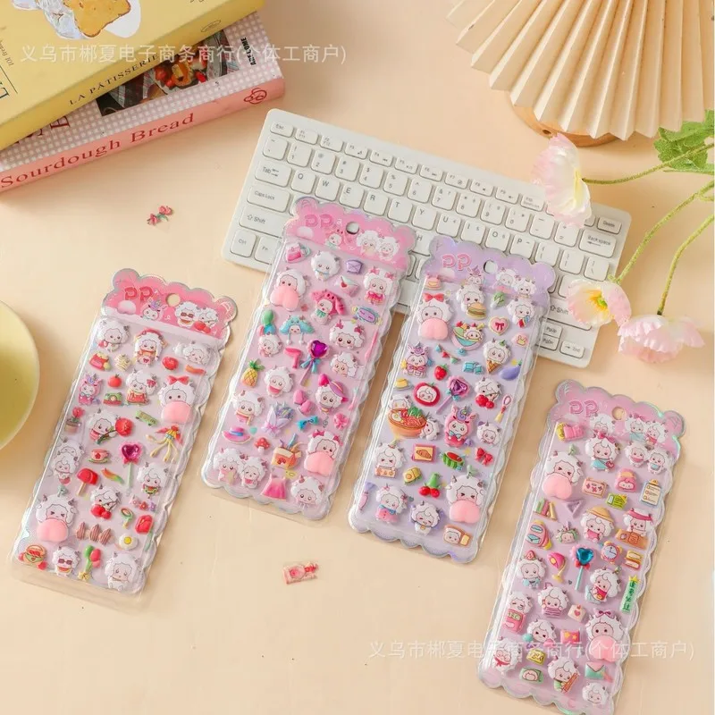 

16/60 Pack Wholesale New Soft Cute Decompression 3d Bubble Stickers Cartoon Animal Handmade 3d Children'S Stickers