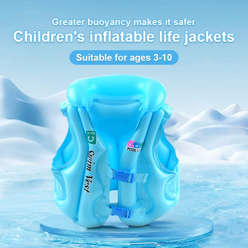 3-10 Age Childs Inflatable Life Vest Baby Swimming Jacket Buoyancy PVC Floats Kid Learn to Swim Boating Safety Lifeguard Vest