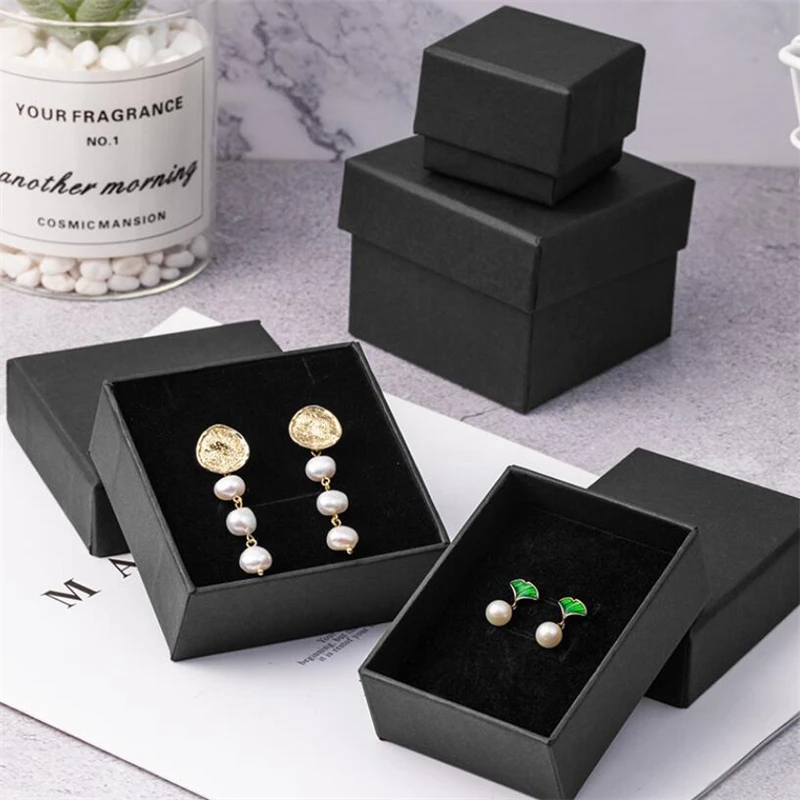 Customized Personalized Black Box for dropshipping Jewelry Box Drawer Box for Ring Earrings Necklace Bracelet Jewelry Packaging