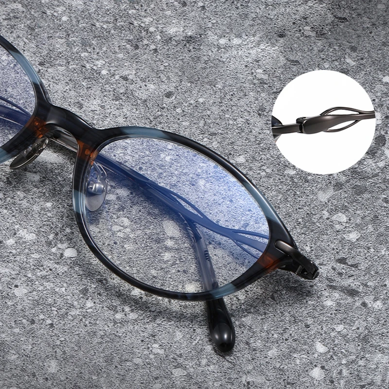 6899 Retro Pure Titanium Ultra-Light Elliptical Personalized Women Artistic Handcrafted Optical Glasses Custom Prescription Lens