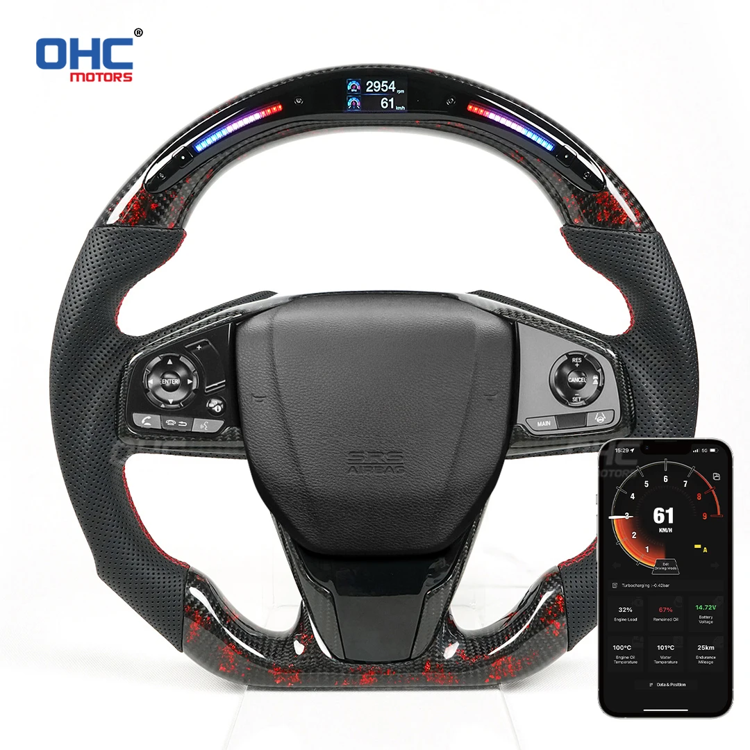 OHC ألياف الكربون عجلة القيادة الجلود الكانتارا لهوندا سيفيك 10th Type-R FK8 2016 2017 2018 2019 2020 مخصصة #5