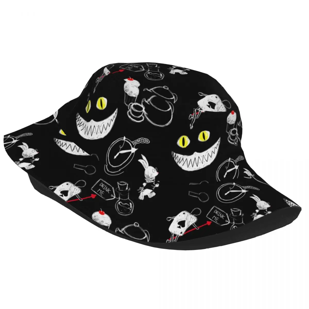 Bucket Hat Alice In Wonderland Cheshire Summer Beach Vacation Getaway Headwear Fishing Fisherman Hats Bob Hat Birthday Gift