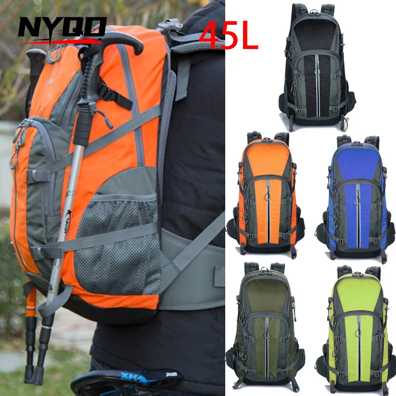 

Легкий походный рюкзак 45 л, водонепроницаемая спортивная сумка большой емкости, нейлоновая безопасная спортивная сумка со светоотражающими полосками, рюкзак
