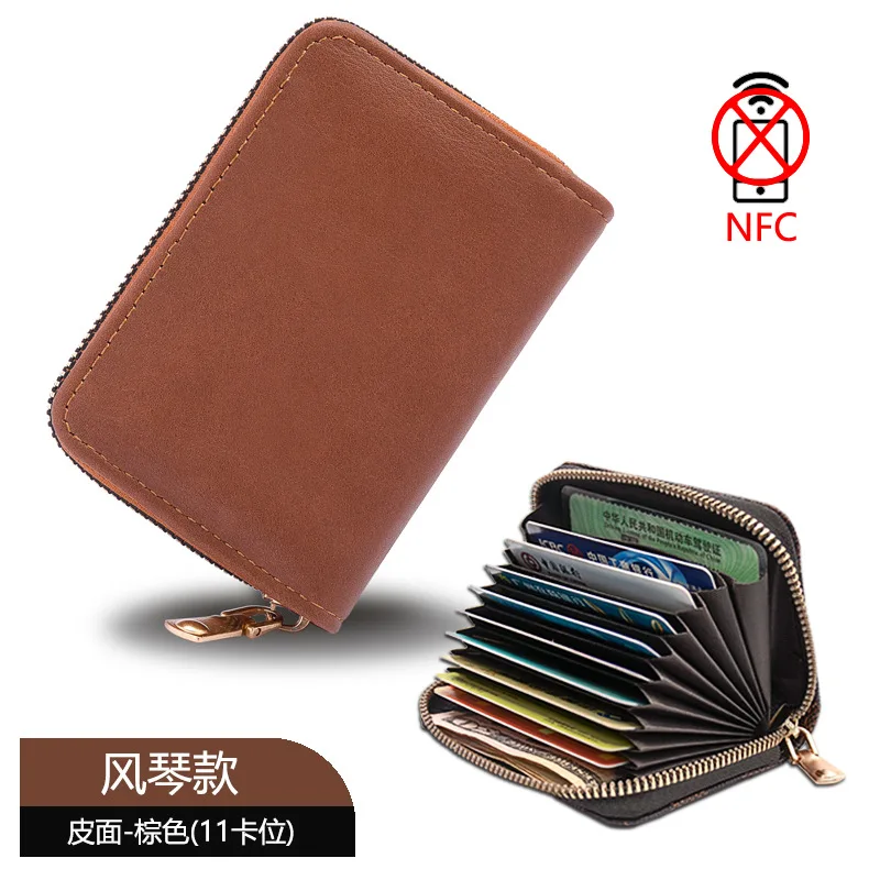 11 Detents Cards Holders Men\'s Wallet Women\'sCredit Card Holder RFID Blocking Zipper Money Pouch Card Protect Case Pocket Purse