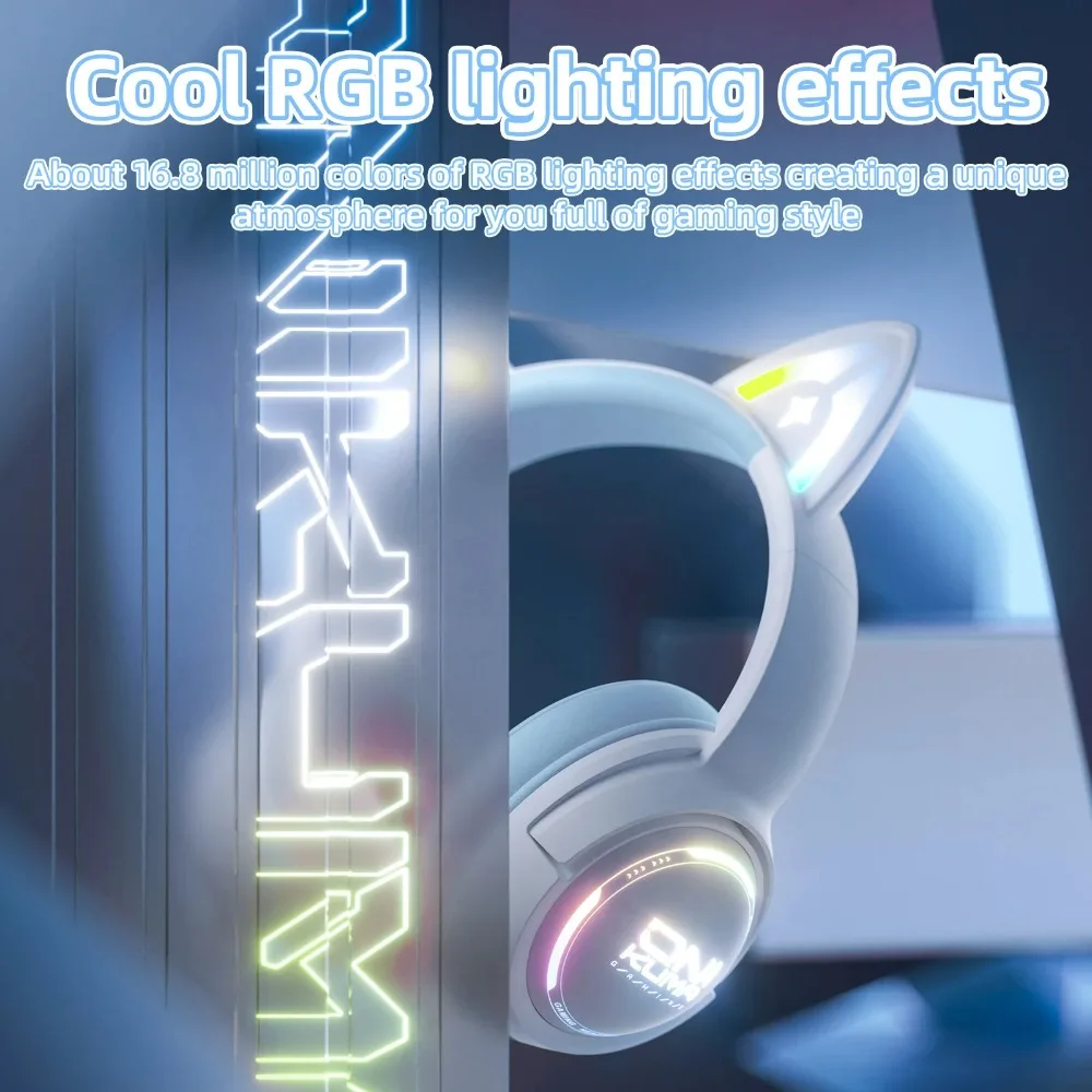 NEW ONIKUMA Headset Gaming Wireless Headphones Bluetooth RGB Lighting Original Cat's Ears Wired Earphones for Pc Mac GT838