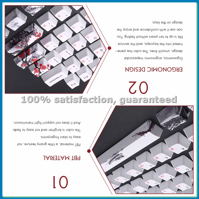 

110 Keys PBT Keycap Dye-Sublimation Cherry Profile Key Cap DIY Mechanical Keyboard Keycap Set Japanese-VVNB