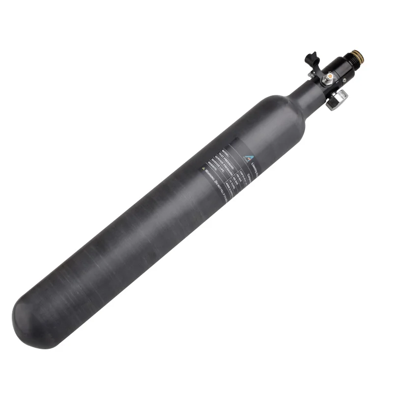 HPA Scuba 0.7L Serbatoio dell'aria in fibra di carbonio 300BAR 4500PSI Bombola del gas CO2 Soda Bottiglia d'acqua Cilindro per stazione di immersione Acquario