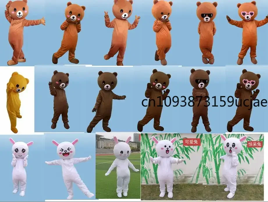 Cute Bear Mascot Cosplay Costume Character Feature Bunny Mascotter Party Animal Rabbit Cartoon Fancy Dress Halloween Prop Helmet