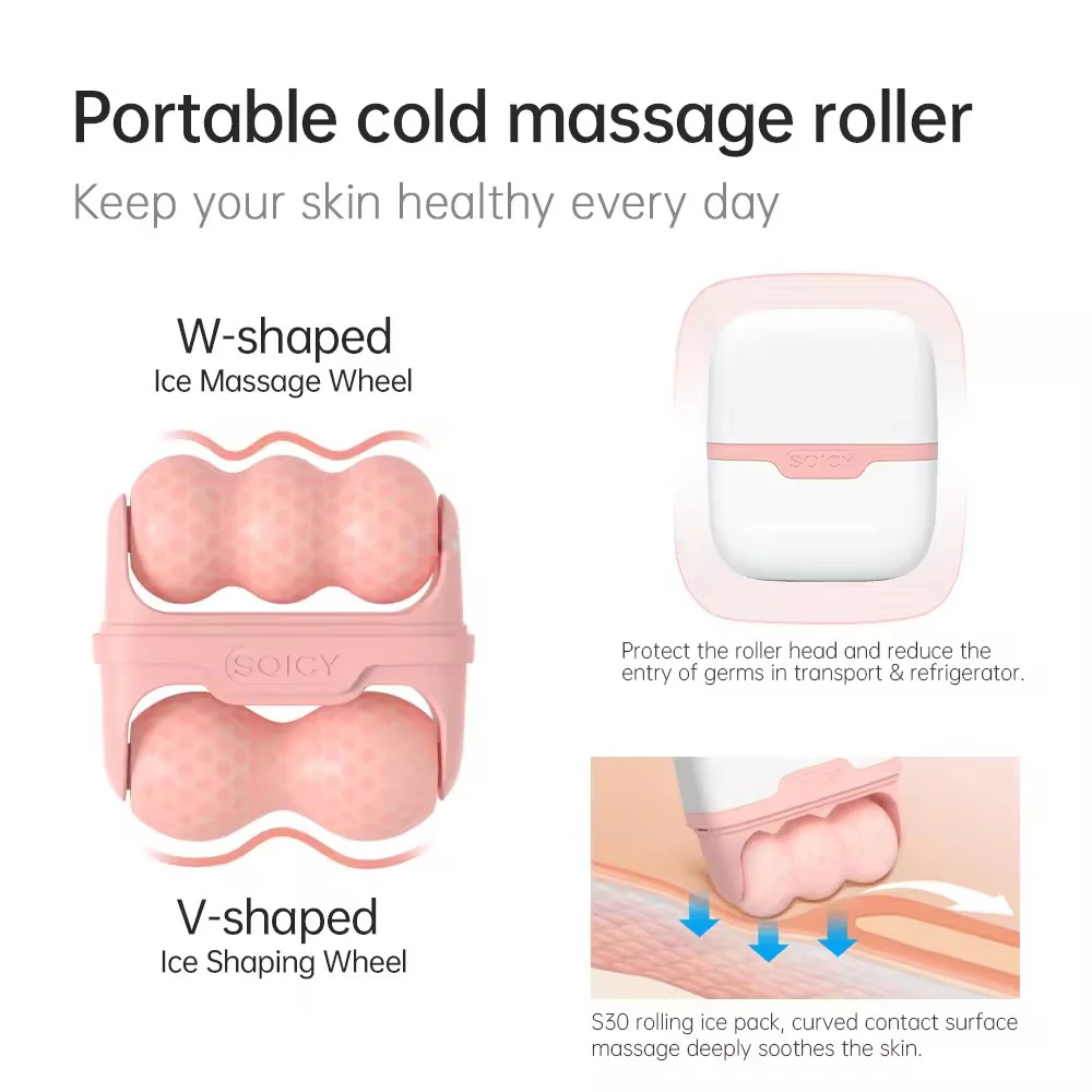 2 in 1 Skin Cooling Ice Roller Soicy S30 W Shaped V Shaped 2 Heads Face And Body Massage Roller For Skin Lifting Skin Tightening - Detail 1