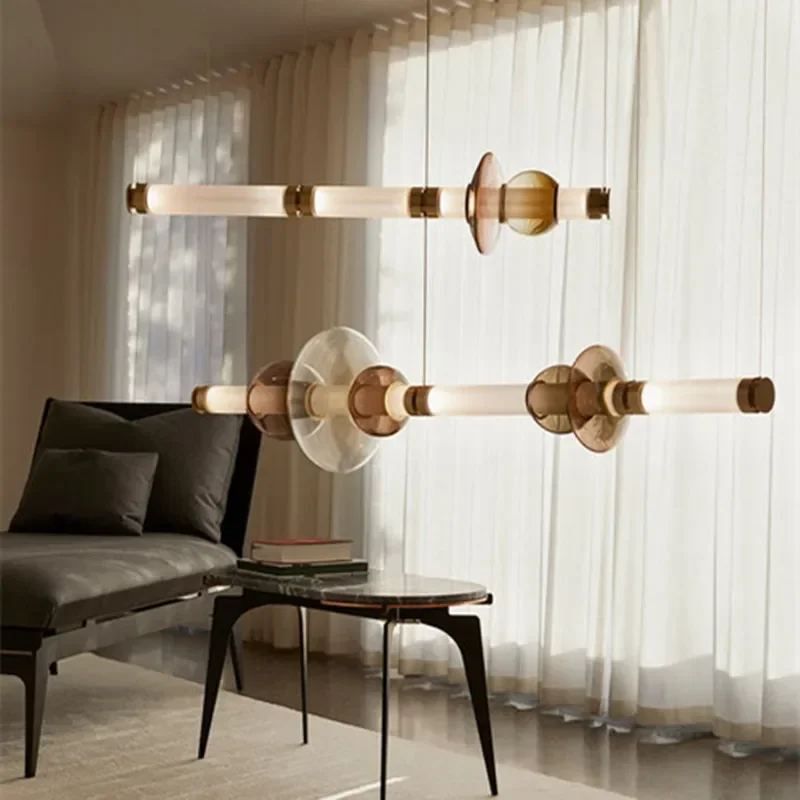 

Scott Luna Chandelier Postmodern Italian Design Lamps Replica Led Light Glass Long Tube Lamp Bedroom Living Room Bedside Lamp
