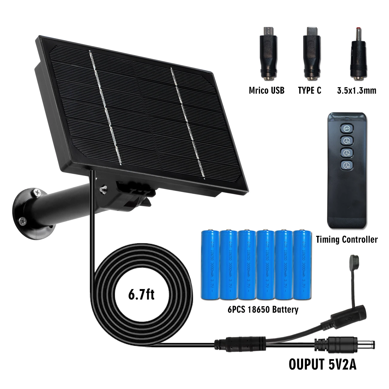 

Солнечная панель 3 в 1, 4 Вт, с выходом DC/Micro USB/Type C, 5 В, с пультом ДУ