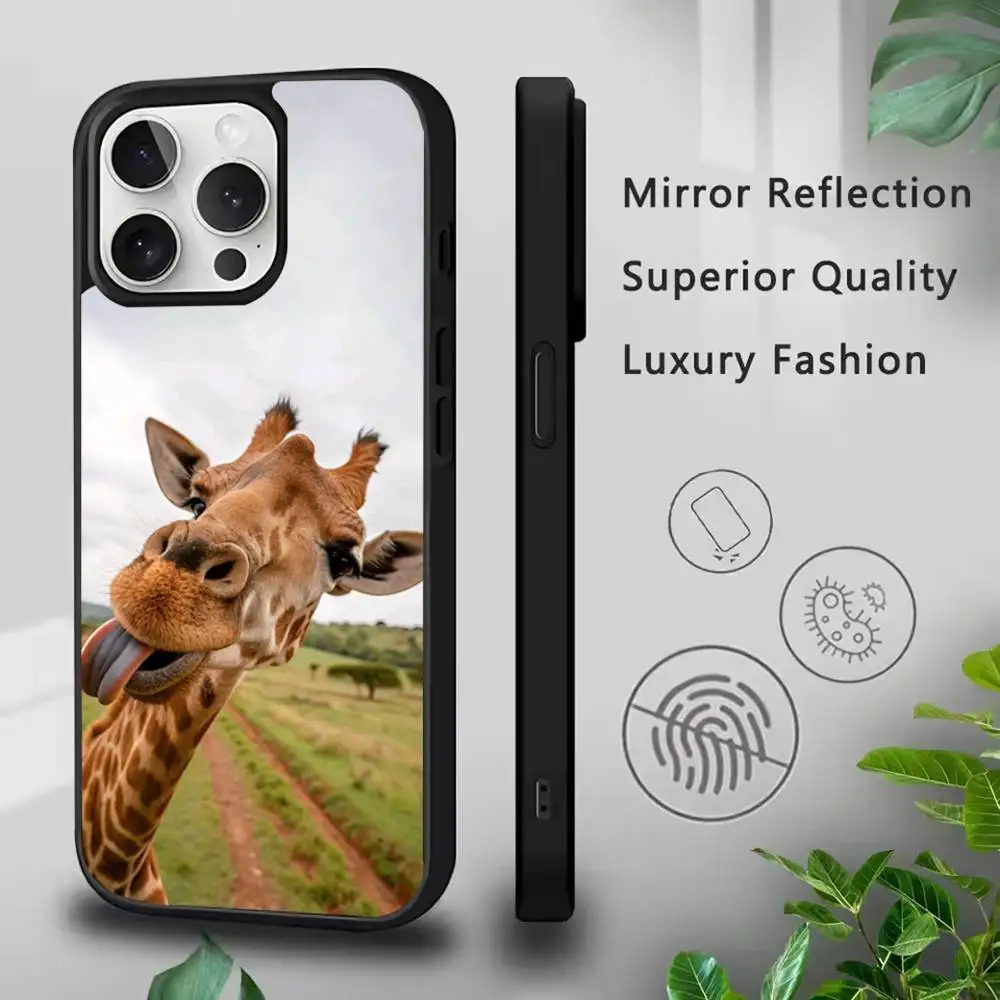 기린 재미있는 동물 아이폰 11,12,13,14,15,16,17,Pro,Max,Plus,Mini,SE4,E 폰 케이스 마그네틱 맥세이프 무선 충전