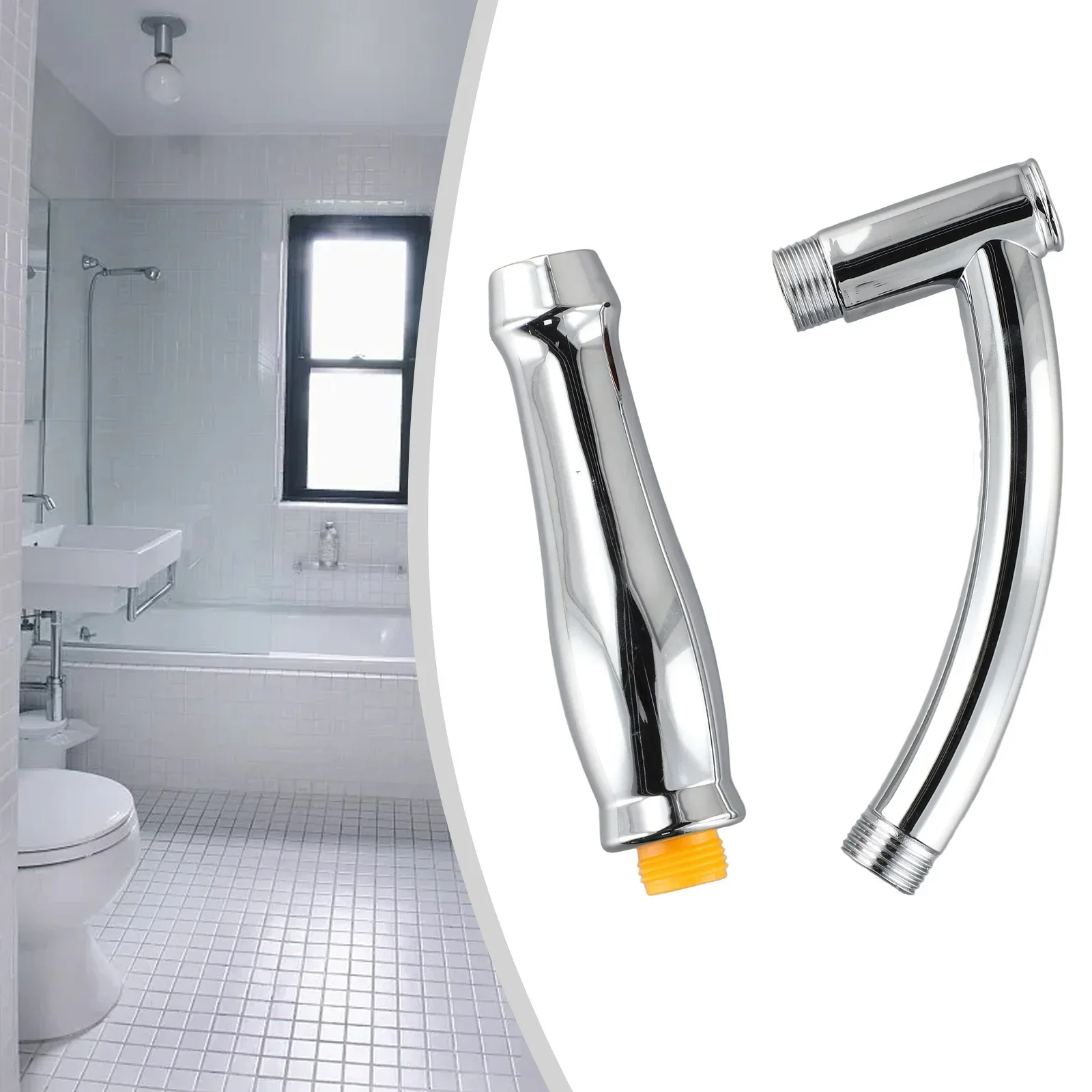Soffione doccia Braccio di prolunga Design ad arco Tenuta a mano Tubo aggiuntivo regolabile Bagno Doccia a pioggia Kit braccio doccia angolato Cromo per il bagno