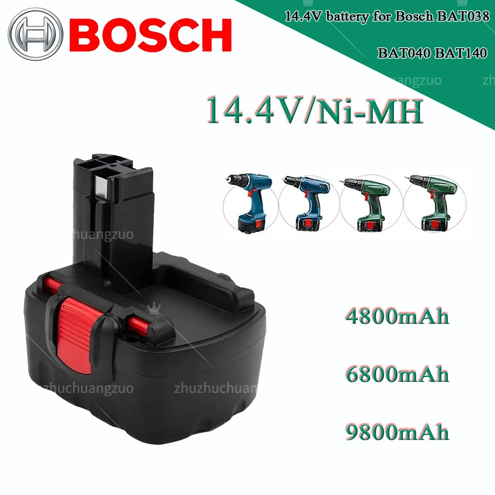 

Аккумуляторная батарея 14,4 В, 9800 мА/ч, 6800 мА/ч для шуруповерта Bosch BAT038, BAT040, BAT140, BAT159, BAT041, 3660K, 2607335533