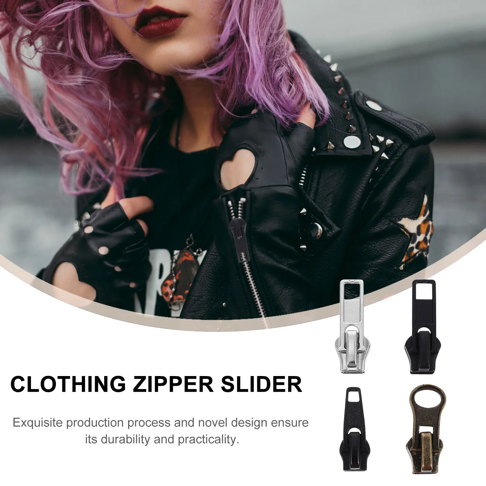 

57pcs Metal Zipper Heads Replacement Durable Bag Luggage Coat Pants Diy Clothing Zipper Pullers Sliders Repair Tool