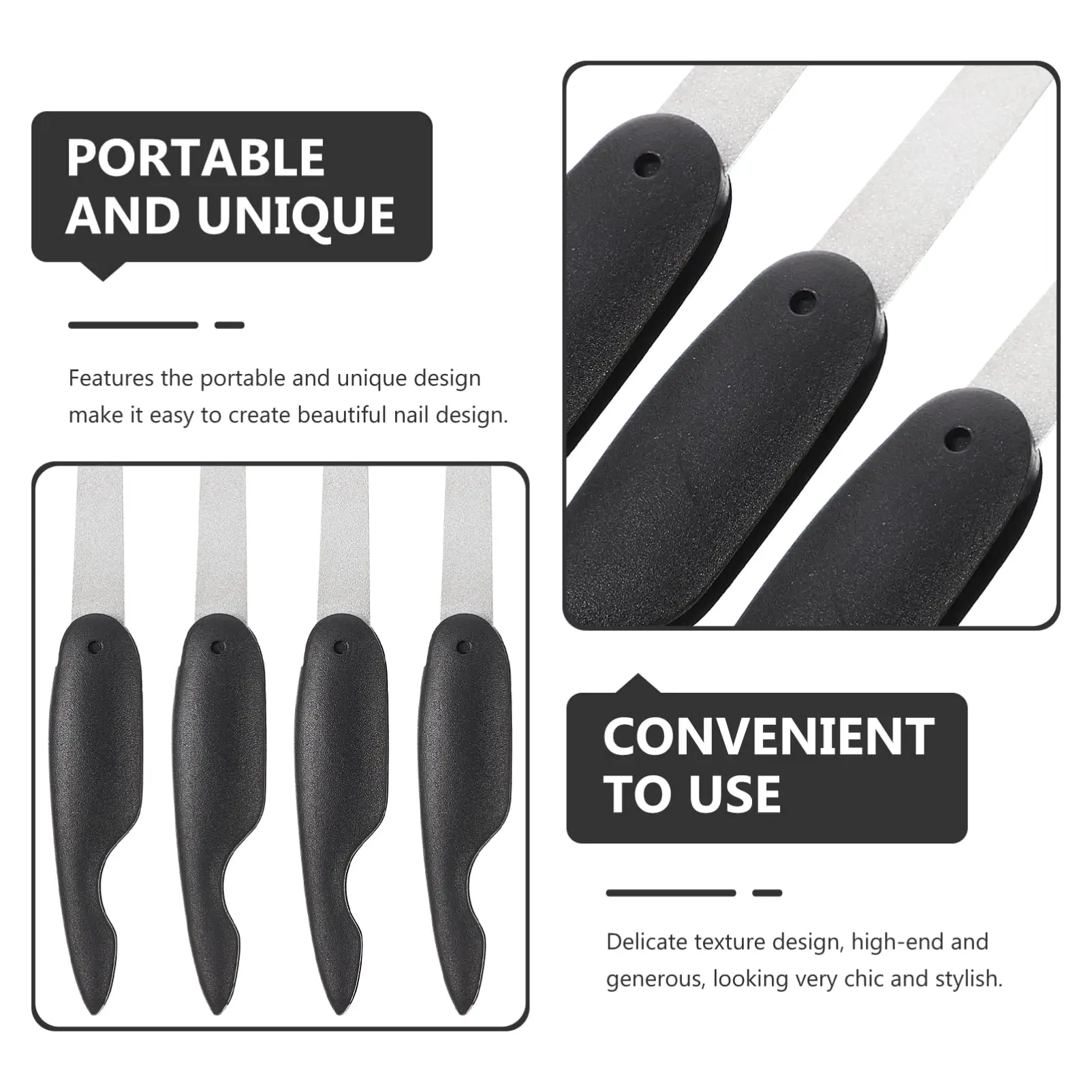 فرك الملفات المعدنية على الوجهين ، أداة شحذ ، مانيكير وباديكير ، جودة عالية ، 1 مسمار ، 5 روض