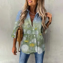 Women's New Shirt Color Graffiti Fashion Casual Street Button Shirt Elegant And Comfortable Long Sleeved Loose Office Clothing