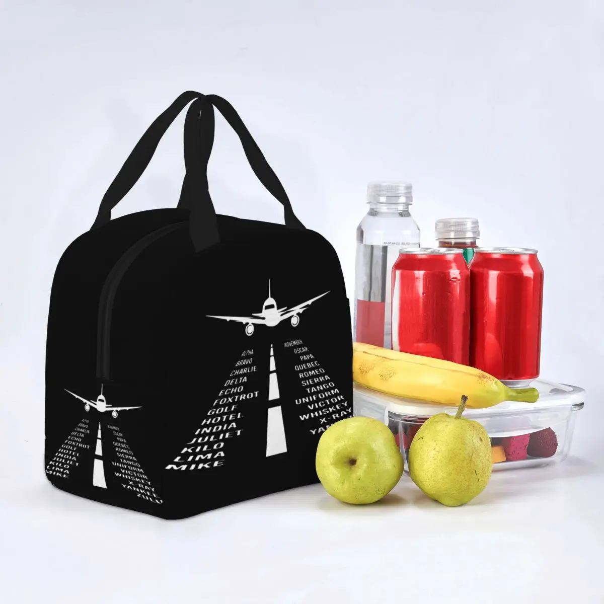 Airplane Phonetic Alphabet Pilot Gift Insulated Lunch Bag Thermal Bag Lunch Container Aviation Plane Fighter Tote Lunch Box