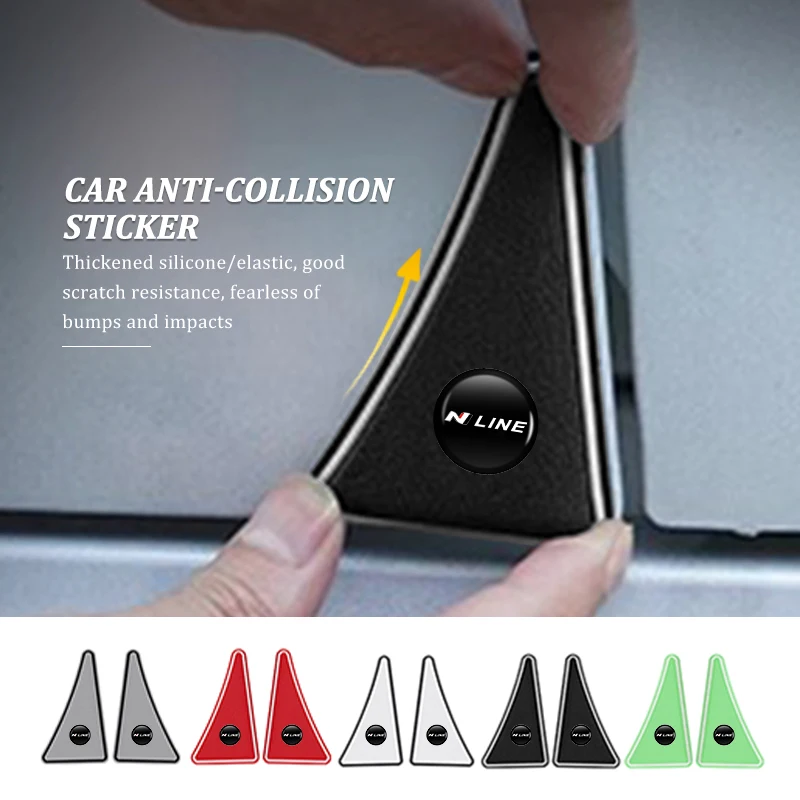 2 шт., угловая наклейка на дверь автомобиля, мягкая резиновая защитная наклейка для Hyundai N Line i20 i30 Sonata Tucson Azera Elantra Veloster