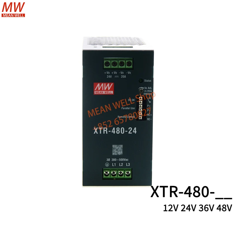 MEAN WELL 320W Three-phase rail-type switching power supply XTR-480-12 XTR-480-24 XTR-480-36 XTR-480-48 XTR-480-24LA