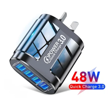 QC 3.0 hızlı şarj 3A USB şarj aleti hızlı şarj 4 port LED ışık telefon şarj adaptörü abd, ab tak şarj aksesuarları