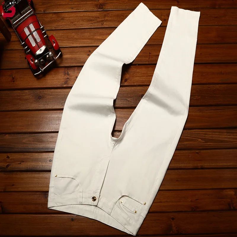 Summer thin jeans men's affordable luxury fashion high-end stretch slim fit ankle-length pants casual trend