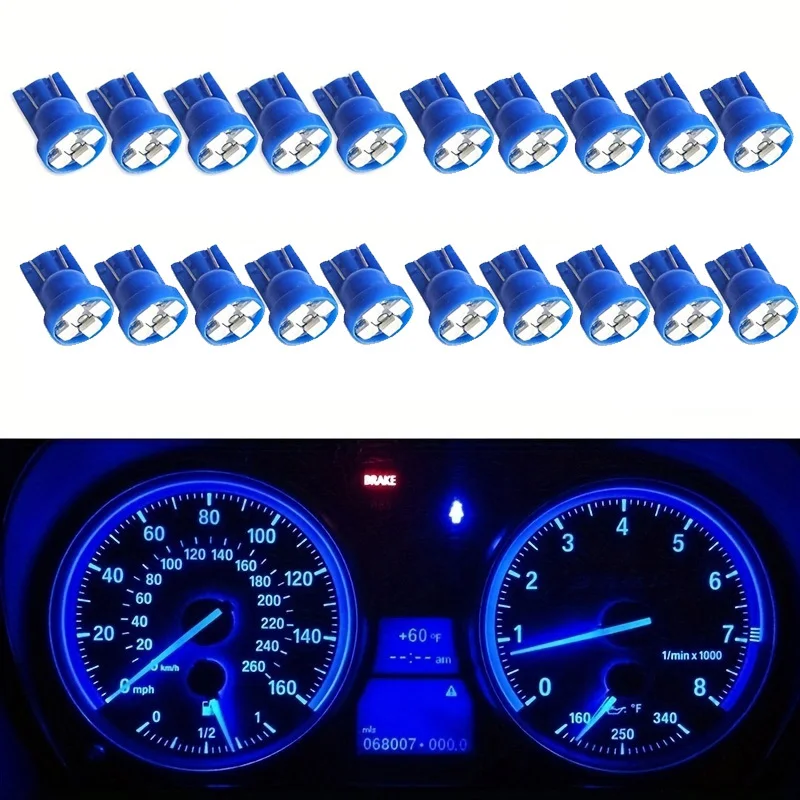 20pcs T10 4SMD LED Dashboard Gauge Cluster Bulbs 12V Automotive Wedge Reading Lights with Easy Installation for Motor Vehicles