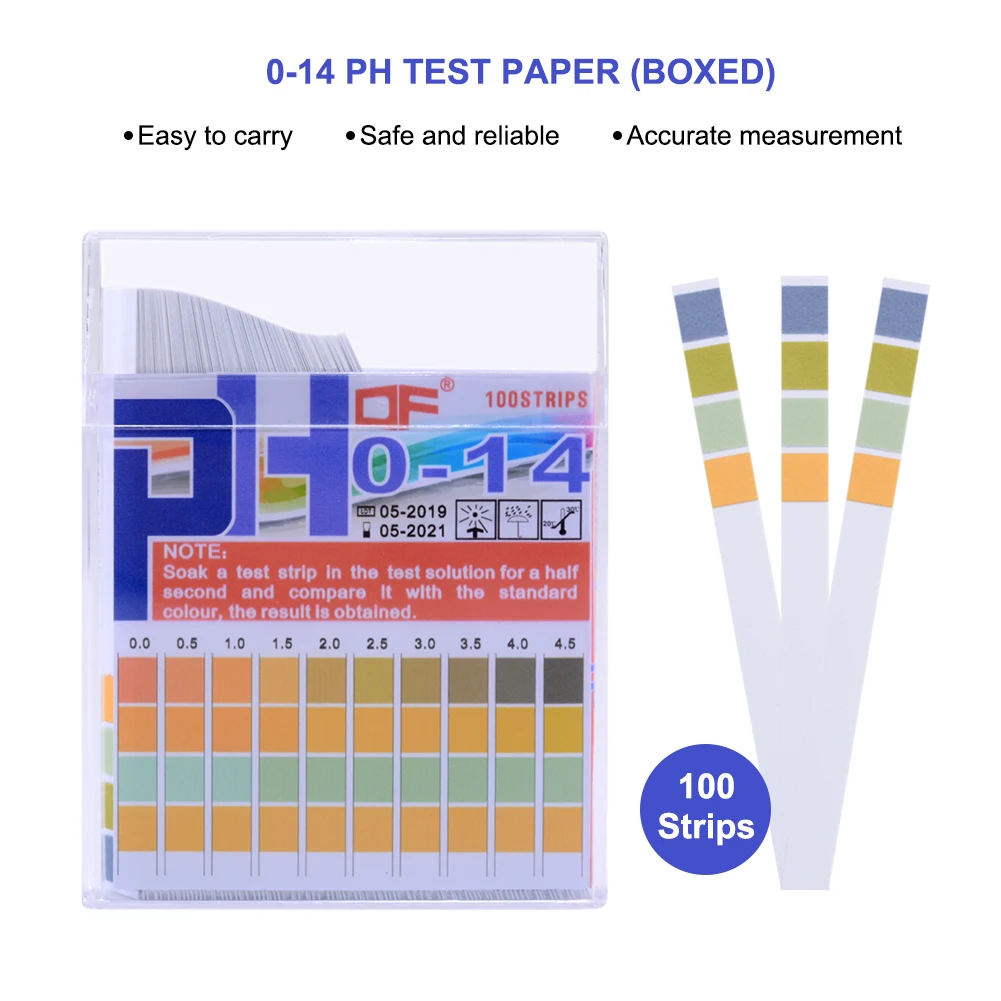 100 Pcs Universal PH Test Strips for Testing Body Acid-base PH Levels, Aquariums,