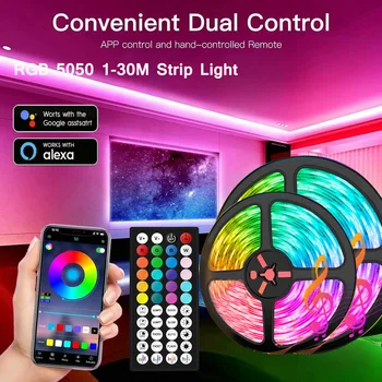 Tuya 1m-30m usb led luz de tira bluetooth rgb 5050 5v rgb luzes flexível fita da lâmpada led tv desktop backlight diodo fita
