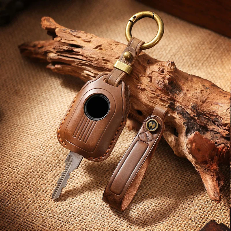 New Car Key Case Shell Cover Leather Lock Opener For Peugeot Django 150 Scooter Leather Key Chain Rope