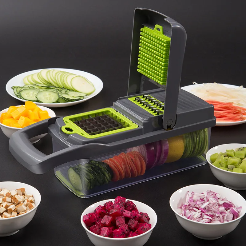 

Multifunctional Vegetable Cutter Slicer With Basket Potato Chopper Carrot Grater Slicers Gadgets Kitchen Accessories