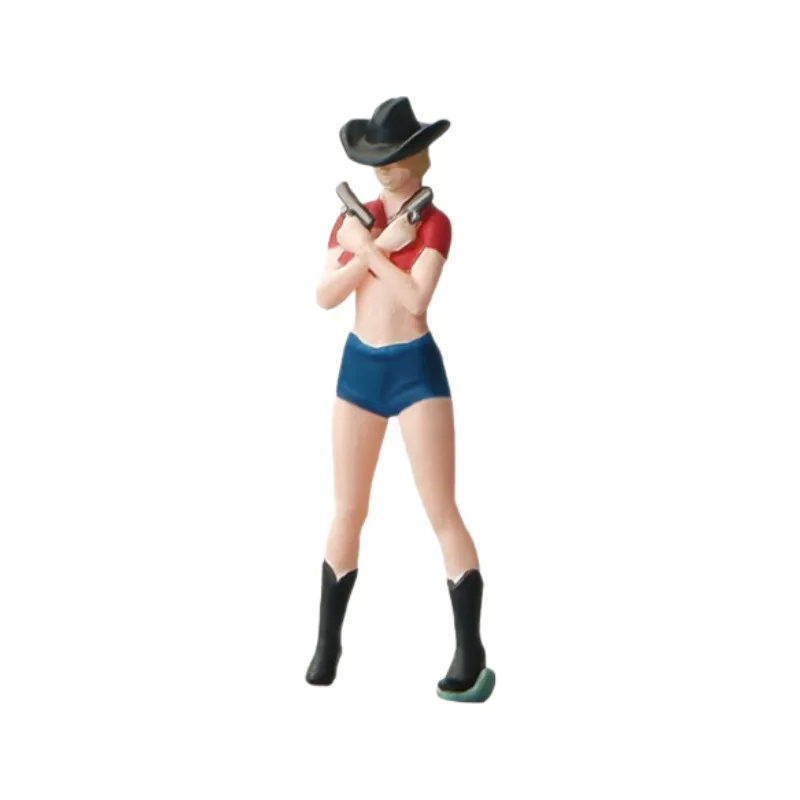 1:64 anime cowgirl mini boneca figura modelo em miniatura fotografia adereços modelo de cena diy mesa areia paisagismo ornamento presente