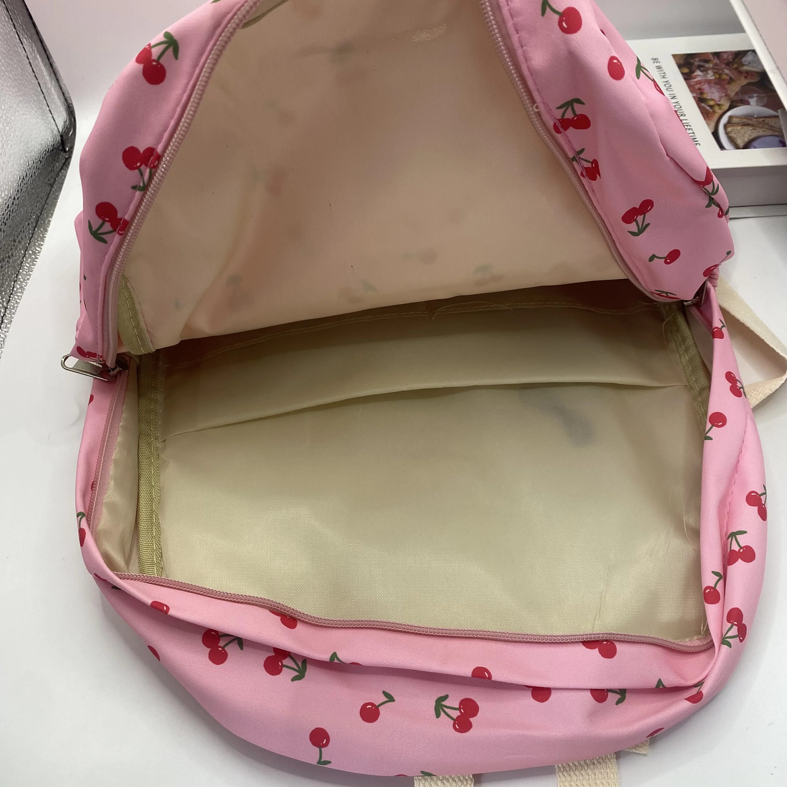 Zaino piccolo in ciliegio, borsa da scuola di grande capacità, nome personalizzato, zaino da viaggio, borsa da scuola per studenti, regalo personalizzato