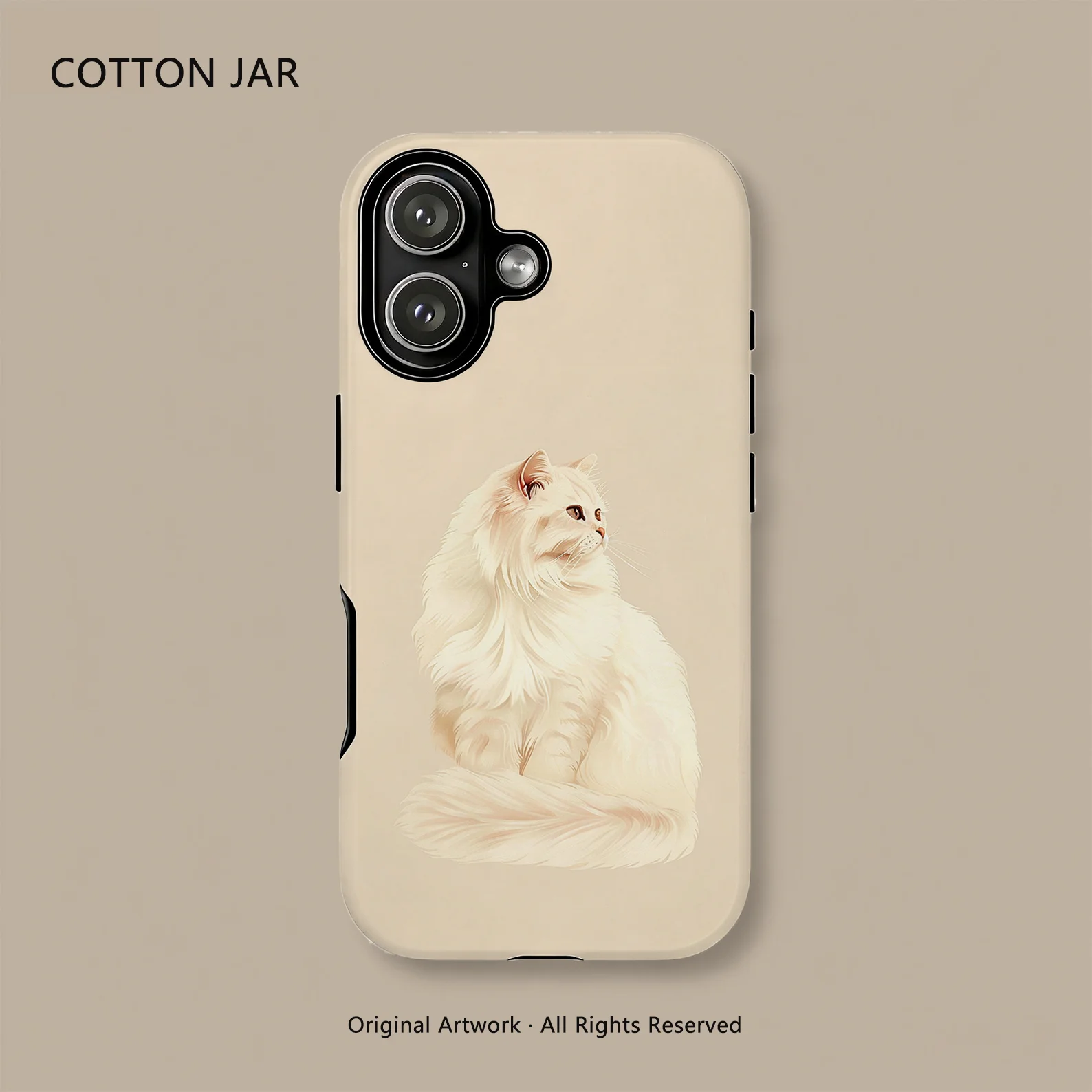 

Elegant White Cat Case for iPhone 17 16 15 14 13 12 Pro Plus Max Magsafe Magnetic Double Layer Aesthetic Pet Cover