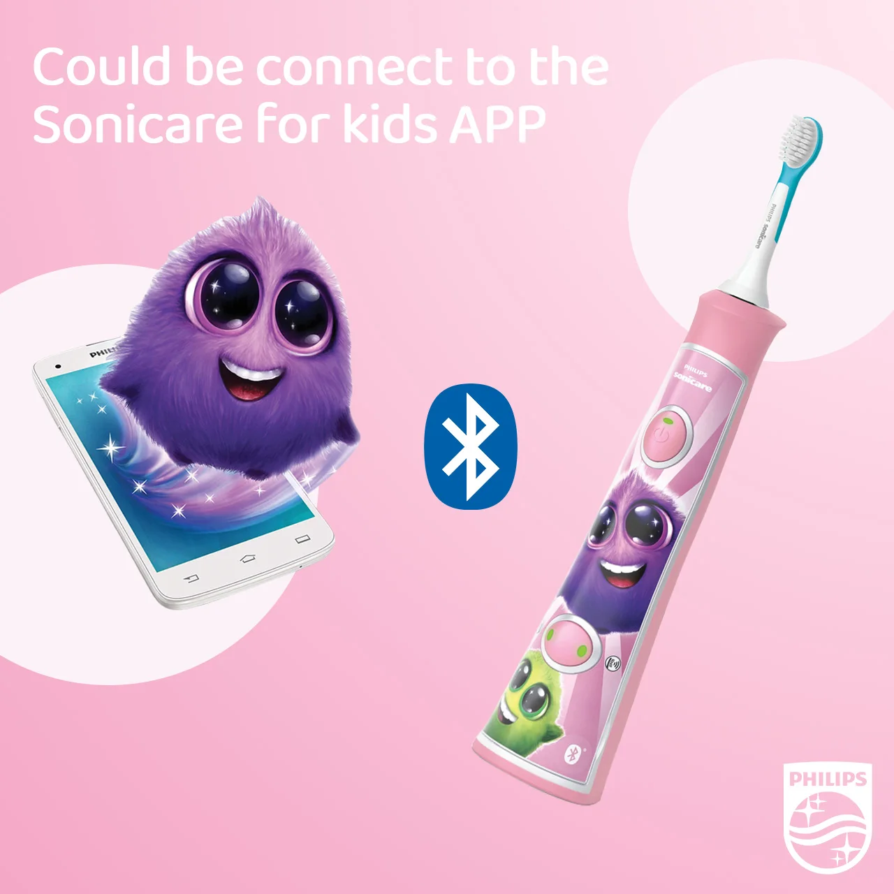 Philips Sonicare for Kids HX6352 Electric Toothbrush Replacement Brush Head Pink