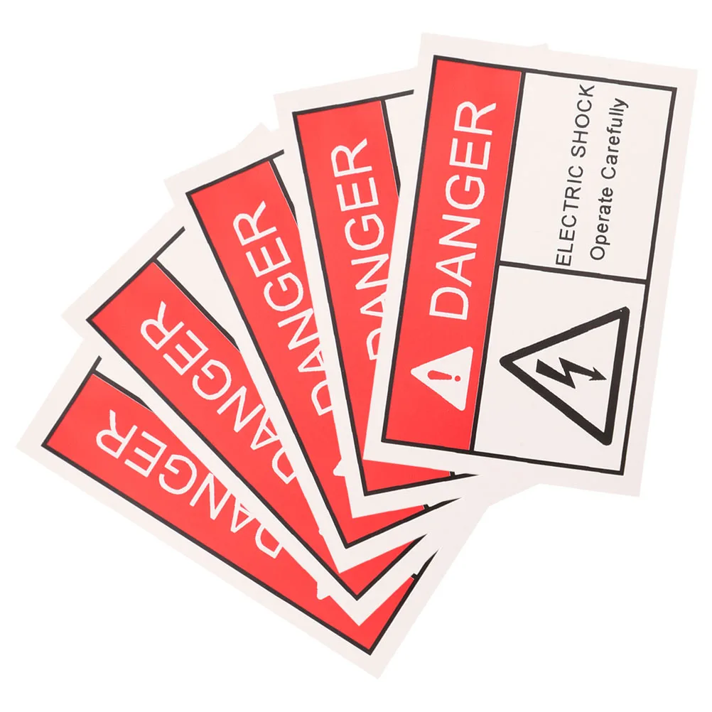 5 Stück Elektroschock-Schilder, Hochspannungs-Warnaufkleber, selbstklebende Etiketten, industrielle Sicherheit, Verwendung von Öloberflächen, Papierschock