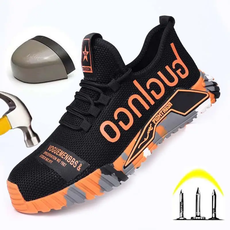 

Fashion Men Sports Shoes Work Boots For Men Puncture-Proof Safety Shoes Steel Toe Security Protective Women Shoes Indestructible