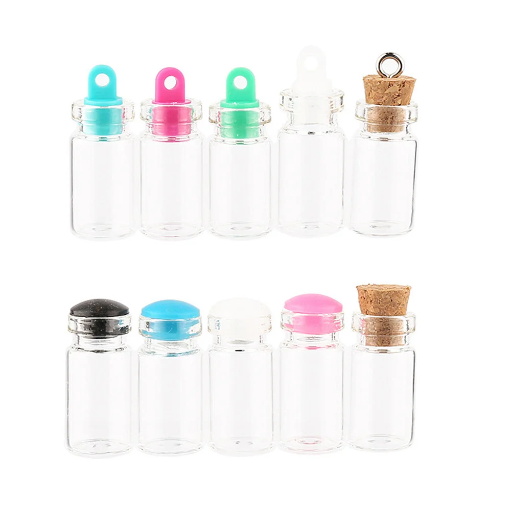 

50pcs 2ml Clear Small Mini Glass Jars Wish Bottles Sealed Drift Bottle with Plastic Stoppers (10x18mm)