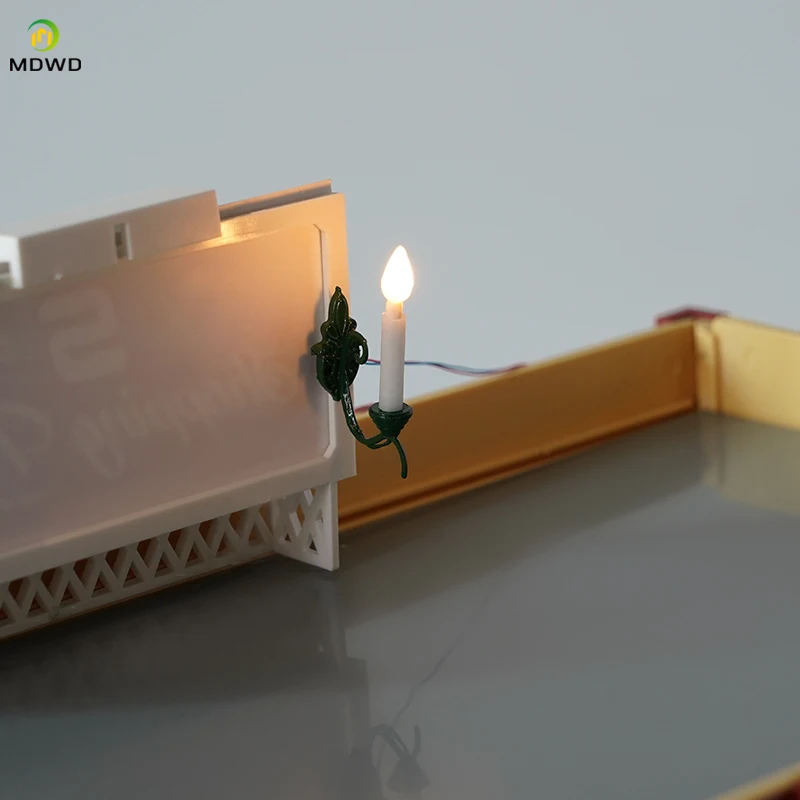 10 Uds. Delicado modelo ferroviario a escala 1:87 H 3V LED lámparas de poste de luz de Metal luces de pared